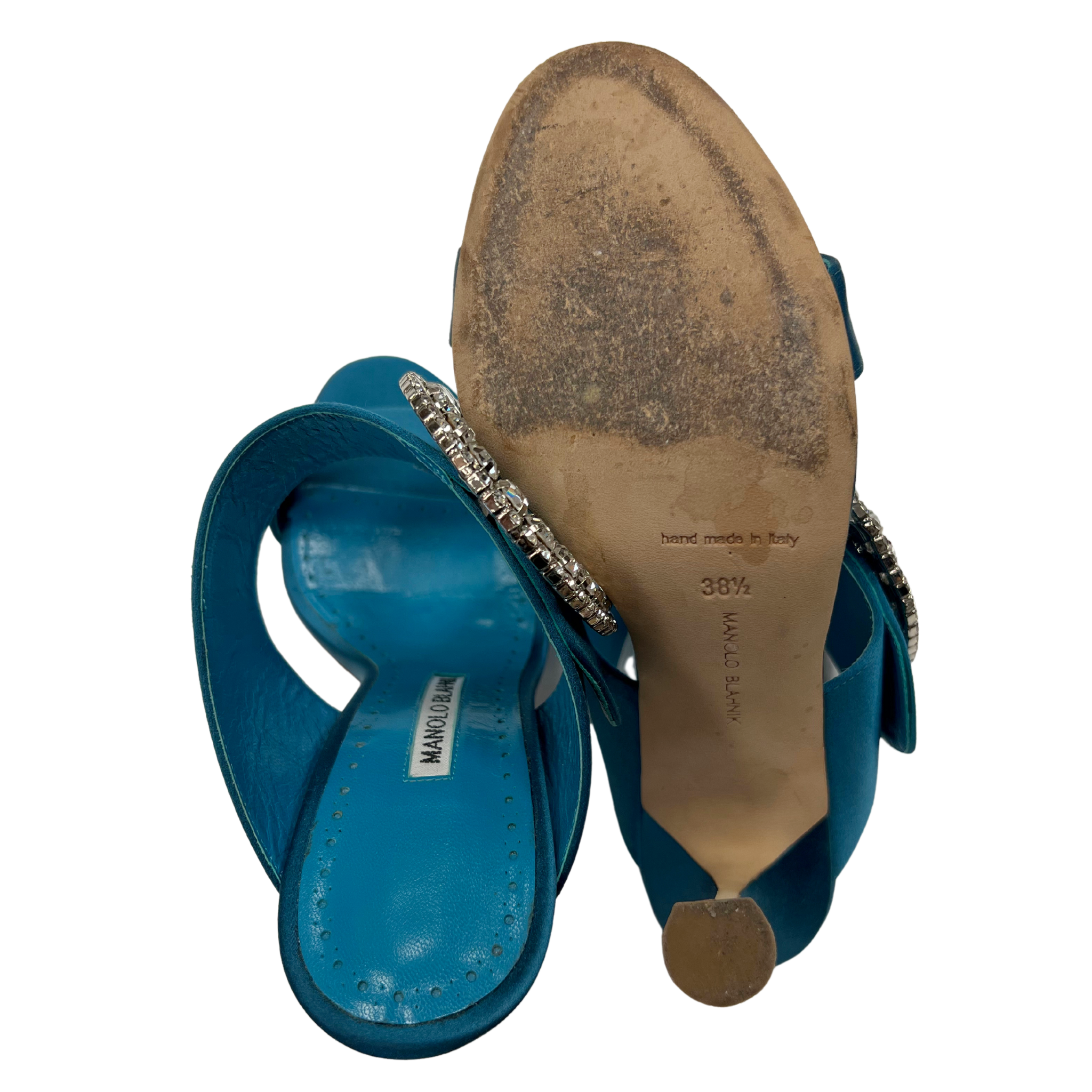 Manolo Blahnik Fibiona Crystal Satin Mule