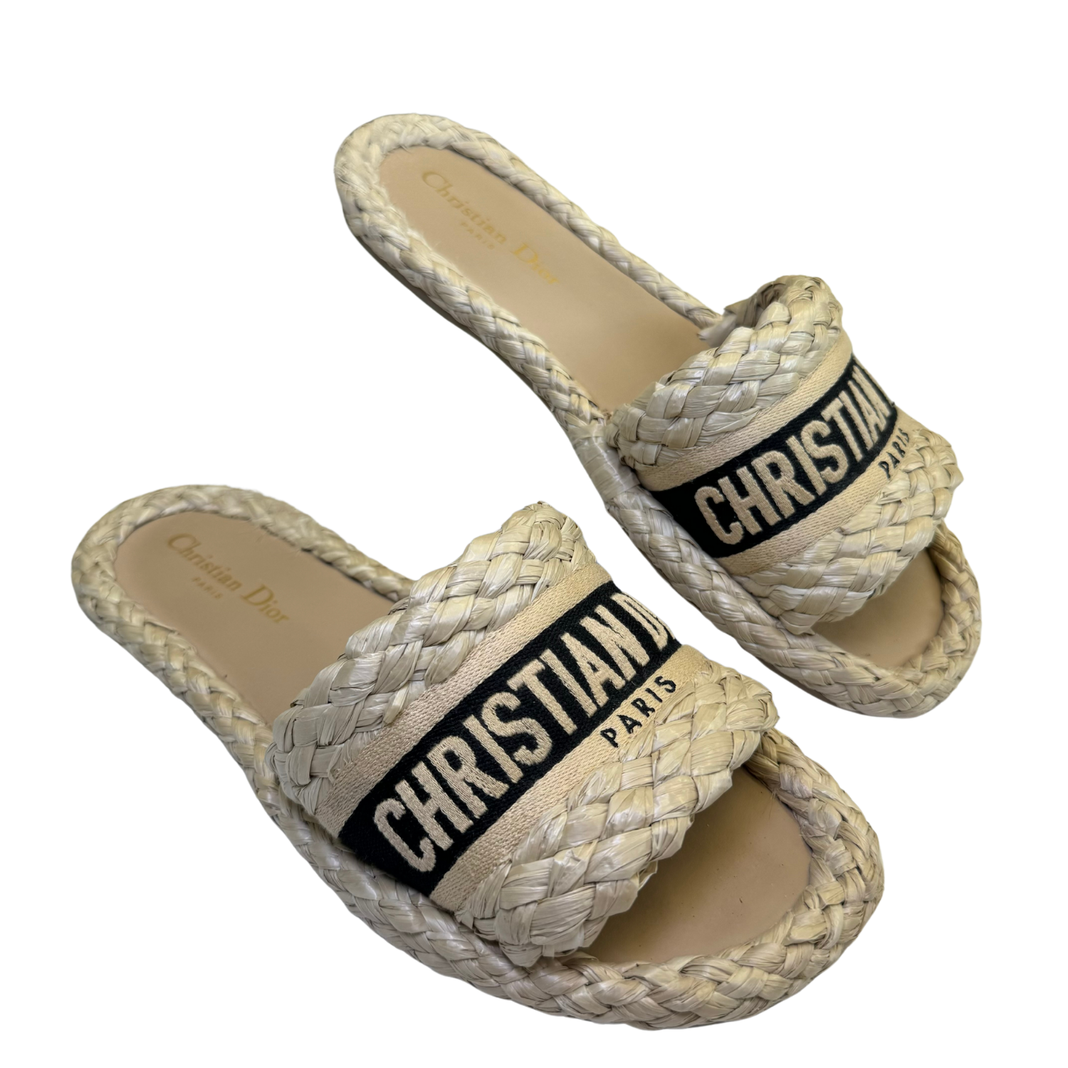 Christian Dior Dway Raffia Slides Slides