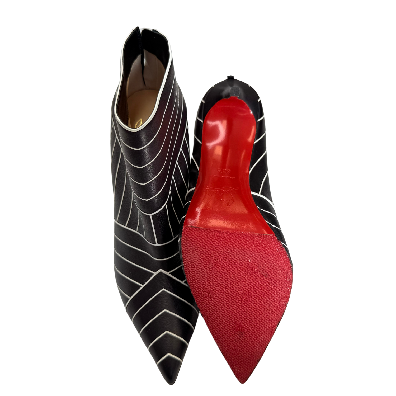 Christian Louboutin Calfskin Josselyn 100 Booties 35 Black White