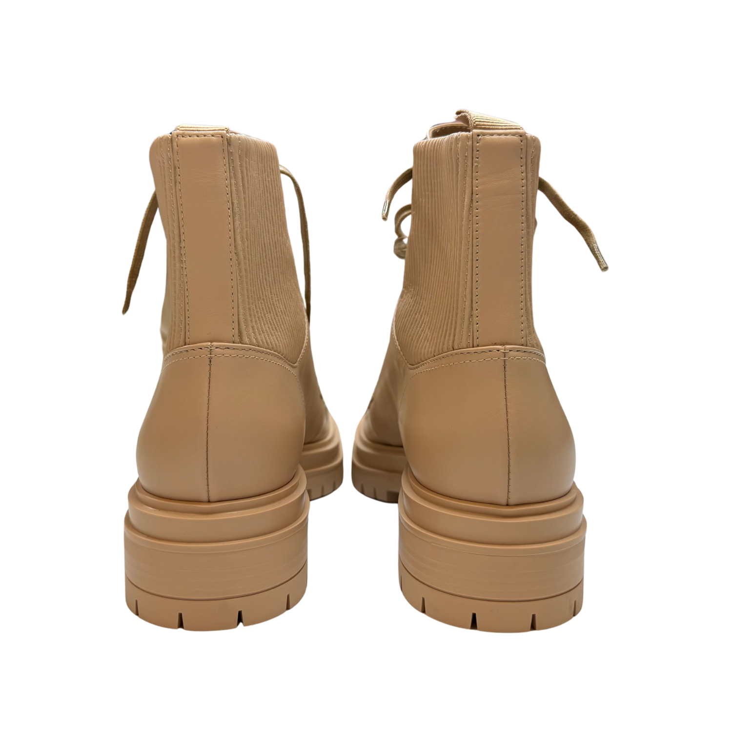 Gianvito Rossi Leather Combat Boots Beige