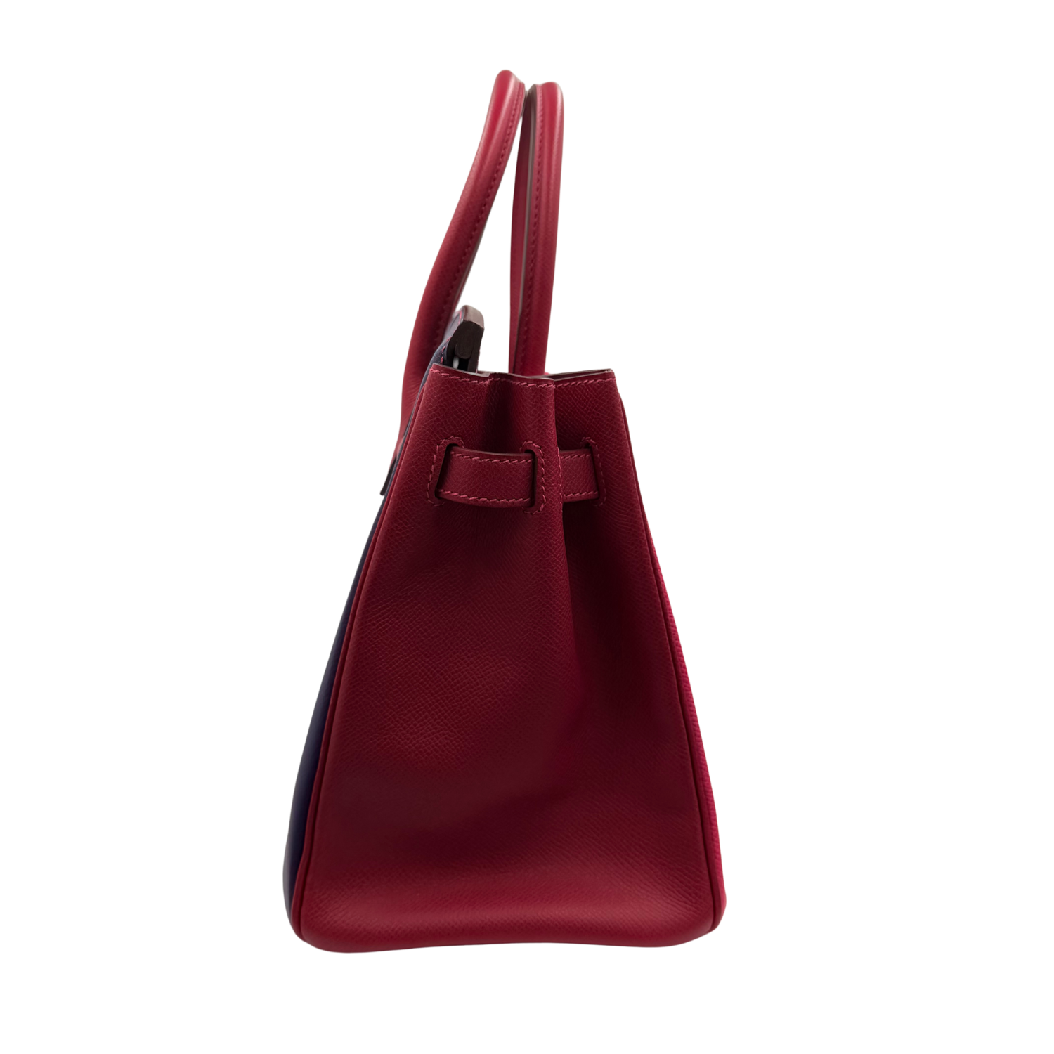 Hermès Special Order (HSS) Birkin 30 Epsom Leather Tri-Color Rose Tyrien, Blue Encre, and Rouge Casaque with Palladium Hardware