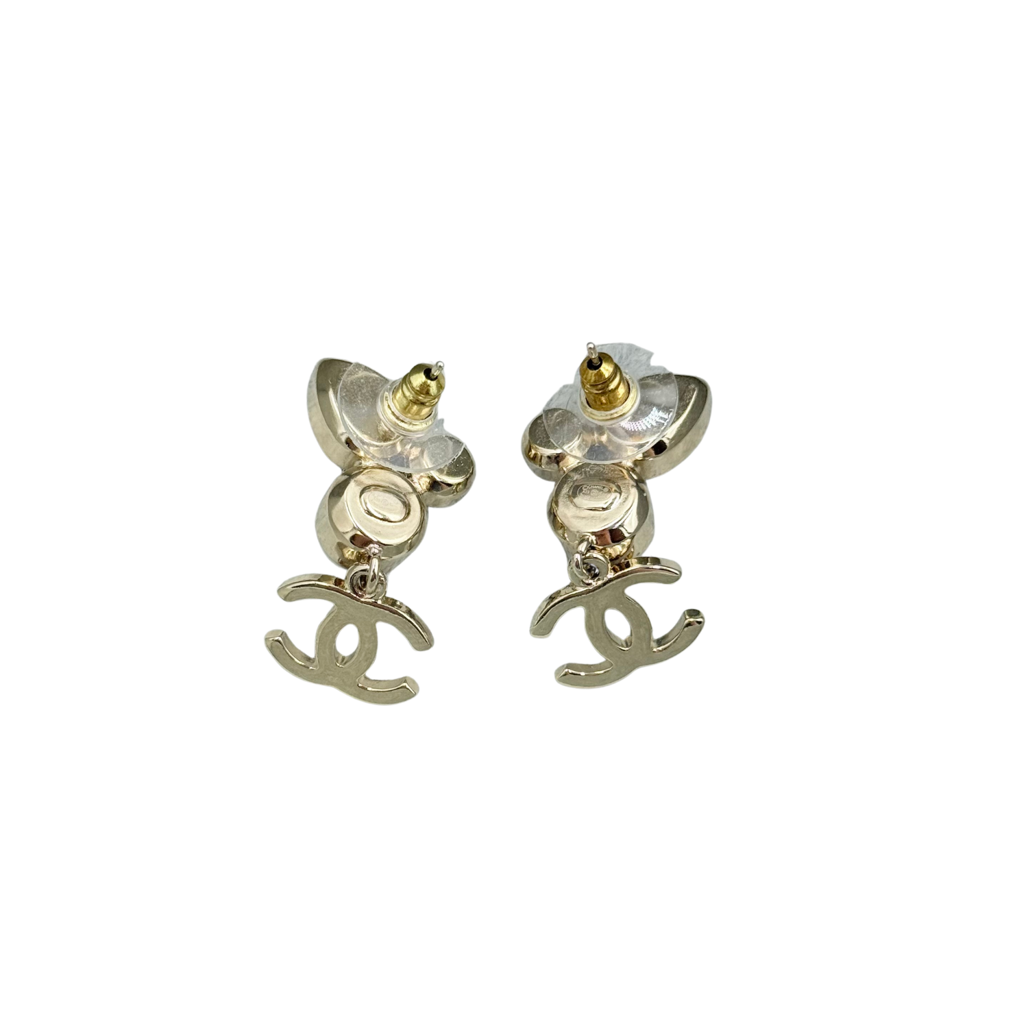 Chanel Medium CC Limited Leaf Drop Pearl Earrings Gold