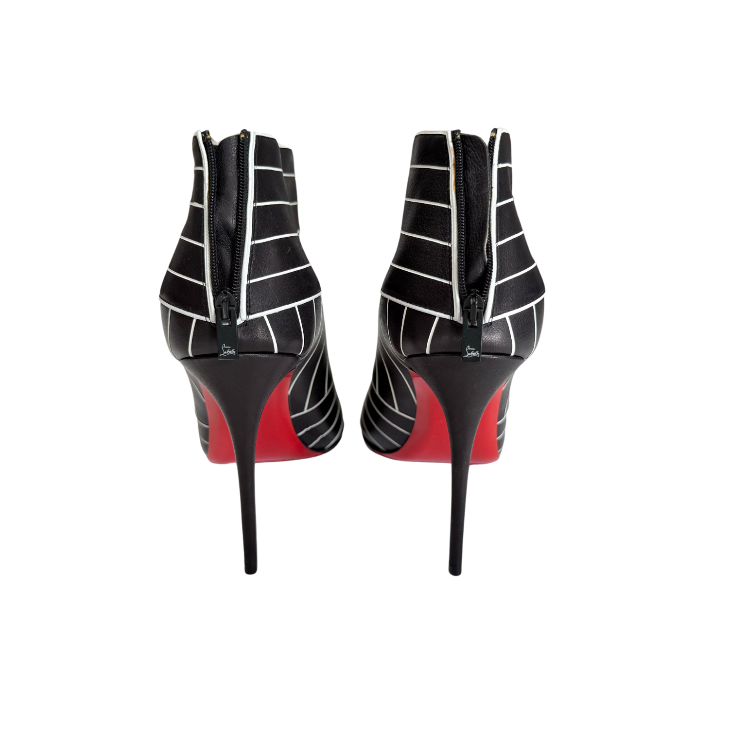 Christian Louboutin Calfskin Josselyn 100 Booties 35 Black White