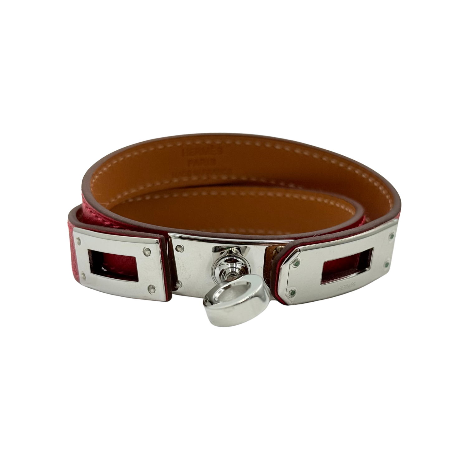 Hermès Small Kelly Double Tour Leather Wrap Bracelet Red