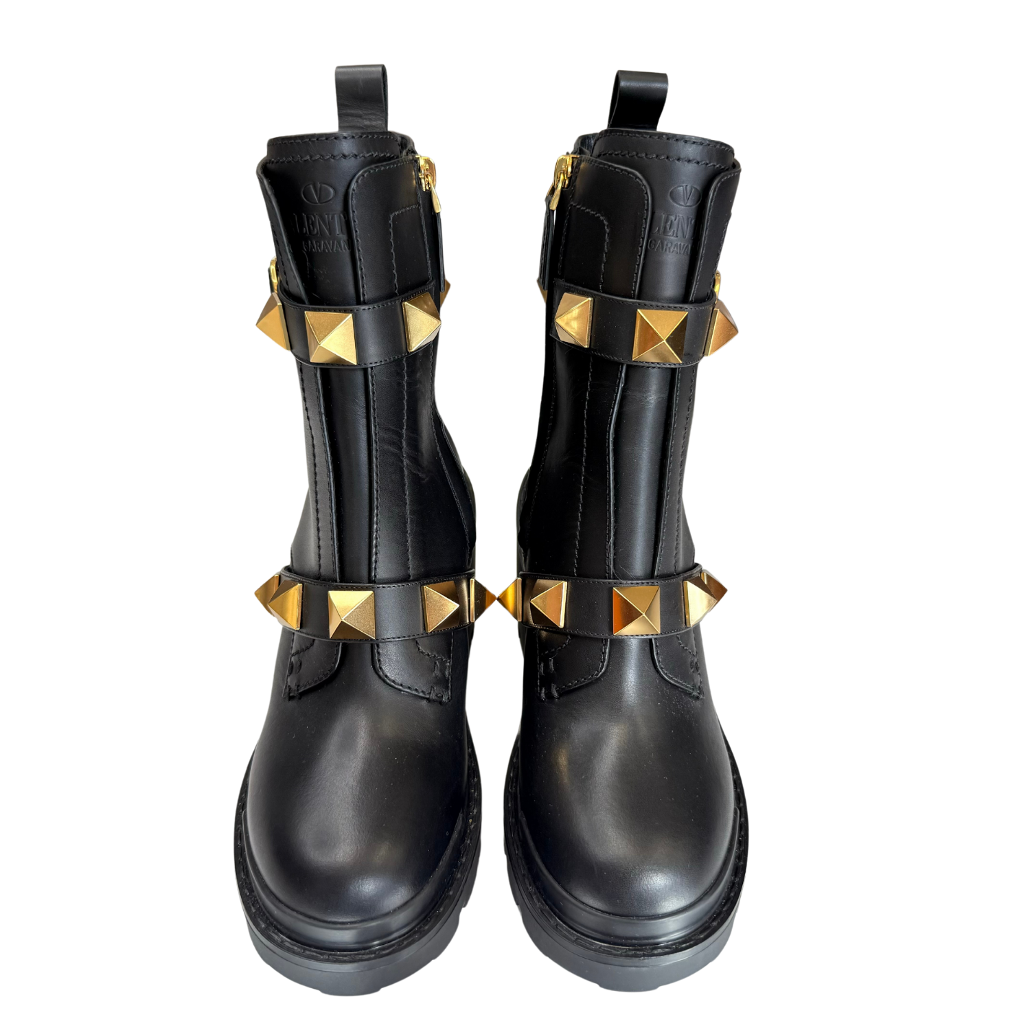 Valentino Garavani Roman Stud Combat Boots Black