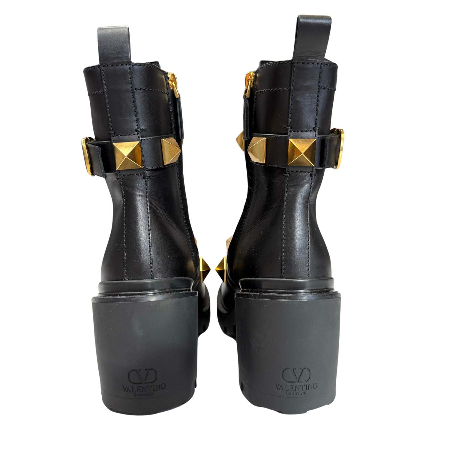 Valentino Garavani Roman Stud Combat Boots Black