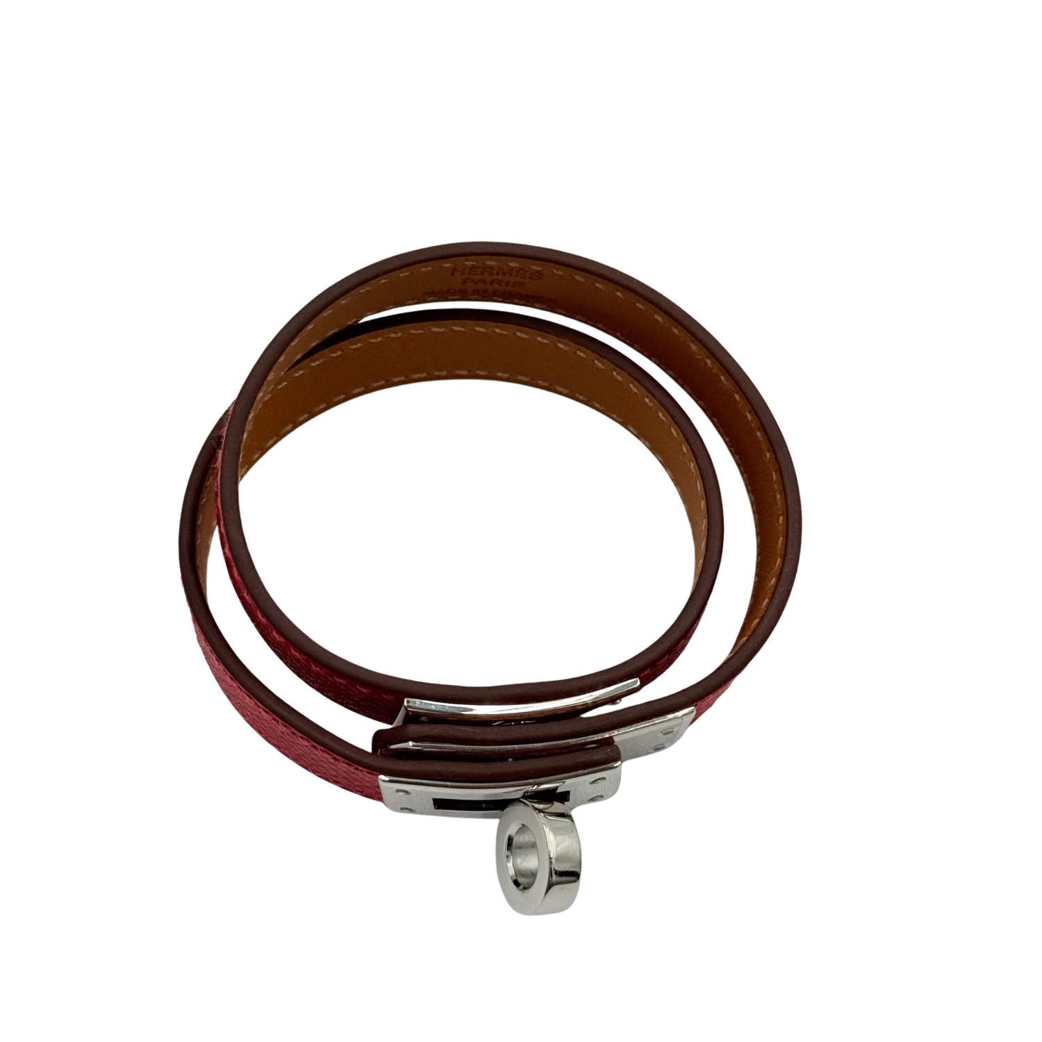 Hermès Small Kelly Double Tour Leather Wrap Bracelet Red