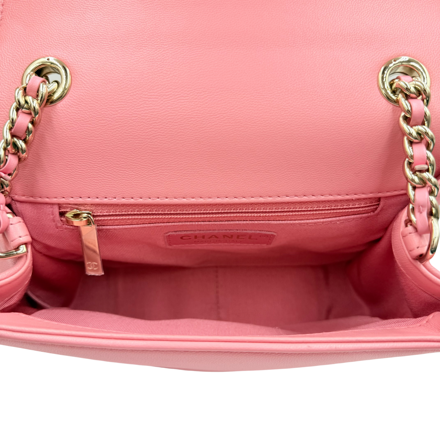 Chanel Small Studded CC Quilted Calfskin Leather Crossbody Bag Pink