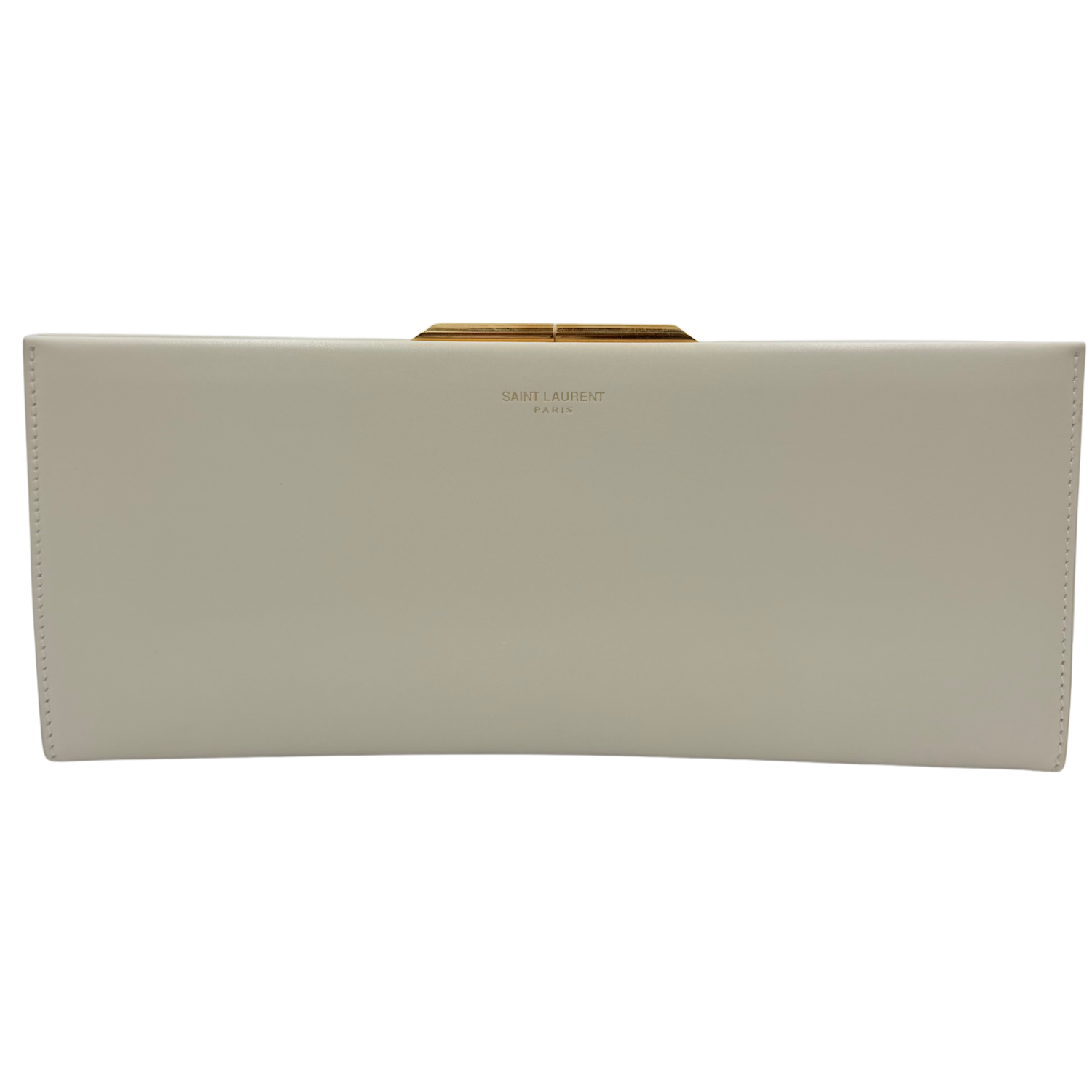 Saint Laurent Midnight Calfskin Clutch with Chain Gray