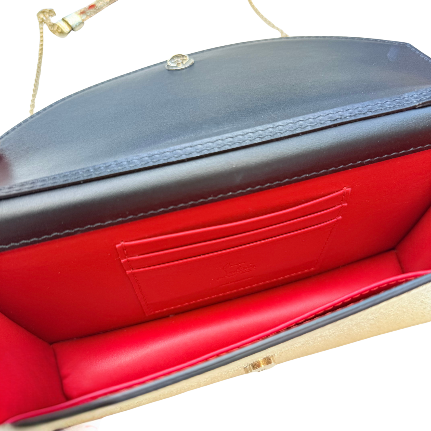Christian Louboutin Loubi54 Small Shoulder Clutch Bag Metallic Gold