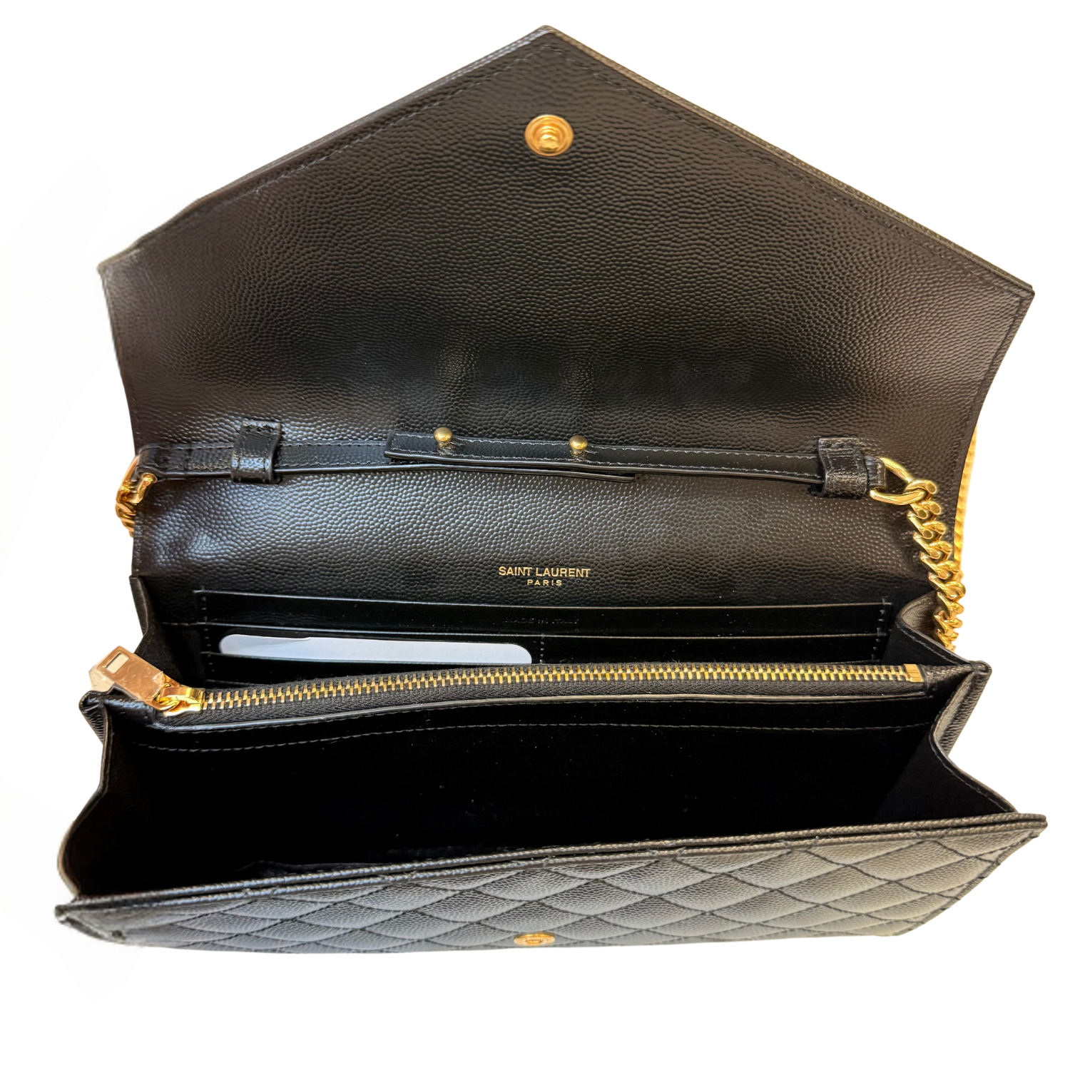 Yves Saint Laurent Triquilte Envelope Flap Bag Black