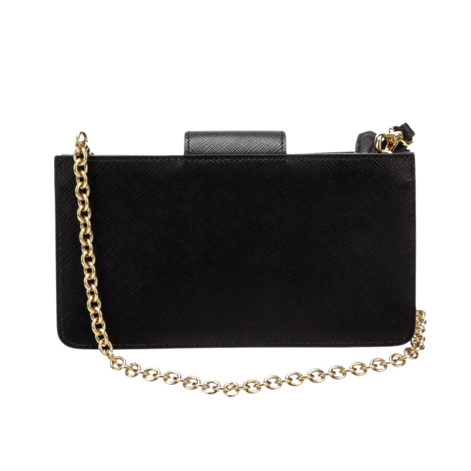 Prada Small Saffiano Metal Phone Wristlet Black