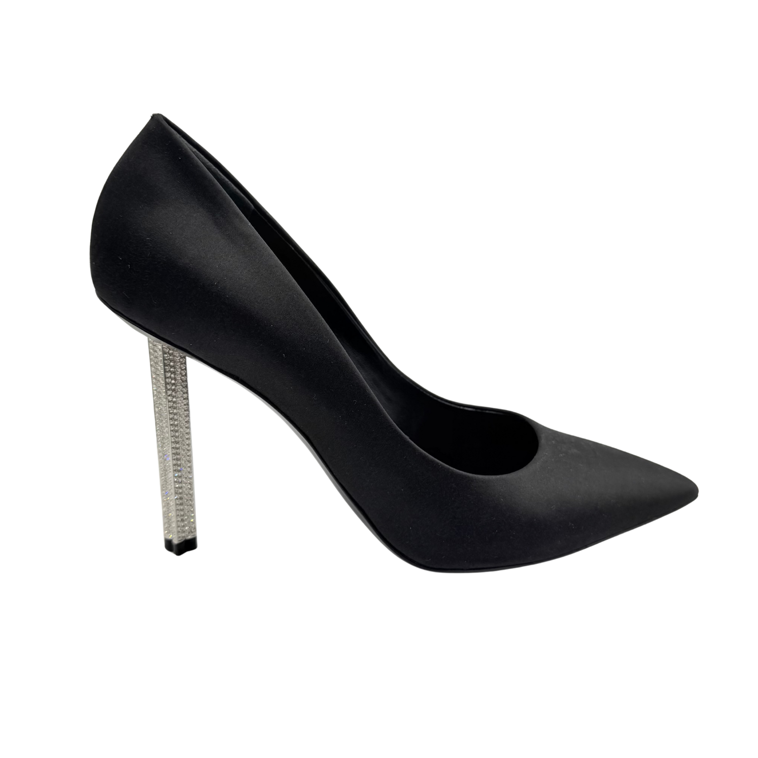 Louis Vuitton Satin Pumps with Crystal Studded Heel Black