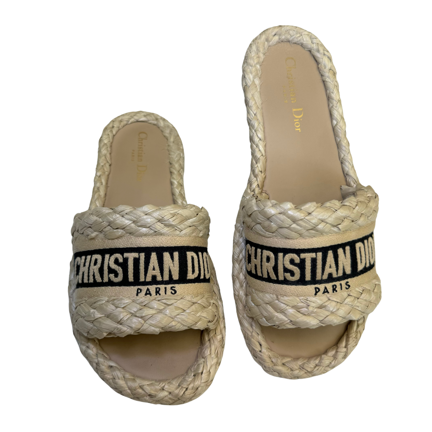 Christian Dior Dway Raffia Slides Slides