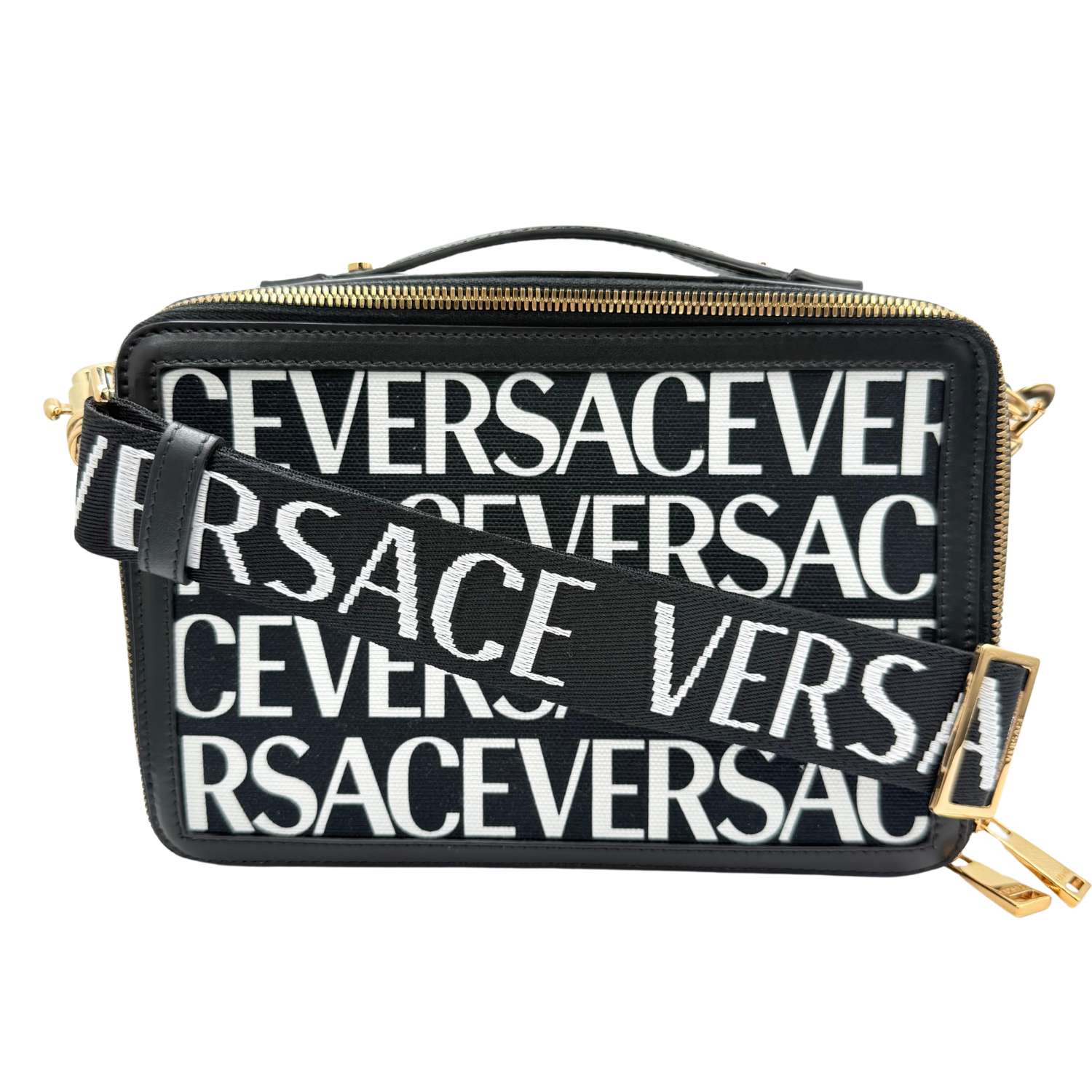 Versace Messenger Printed Logo Bag Black