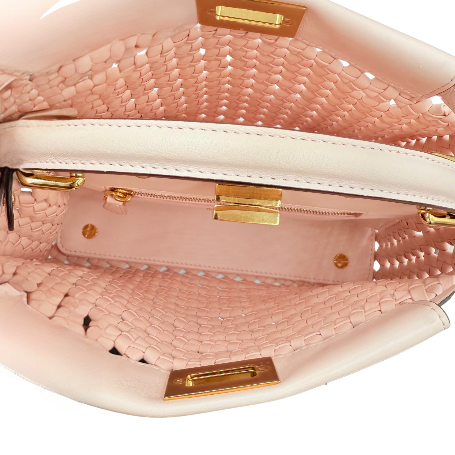 Fendi Mini Interlace Peekaboo Iconic Satchel Pink