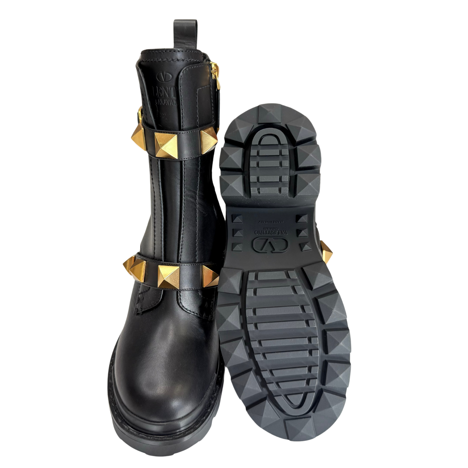 Valentino Garavani Roman Stud Combat Boots Black