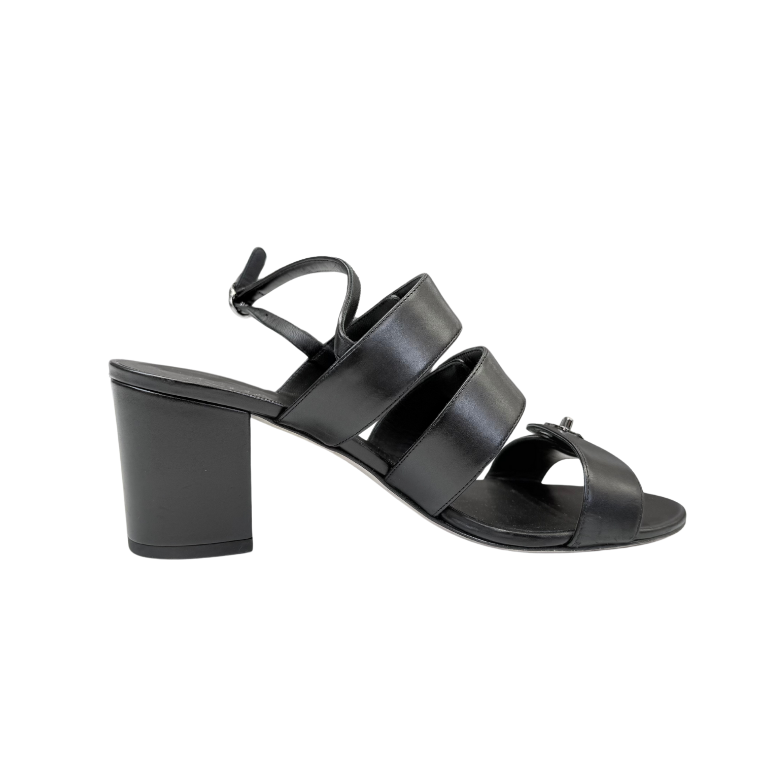 Chanel CC Turnlock Block Heel Slingbacks Black