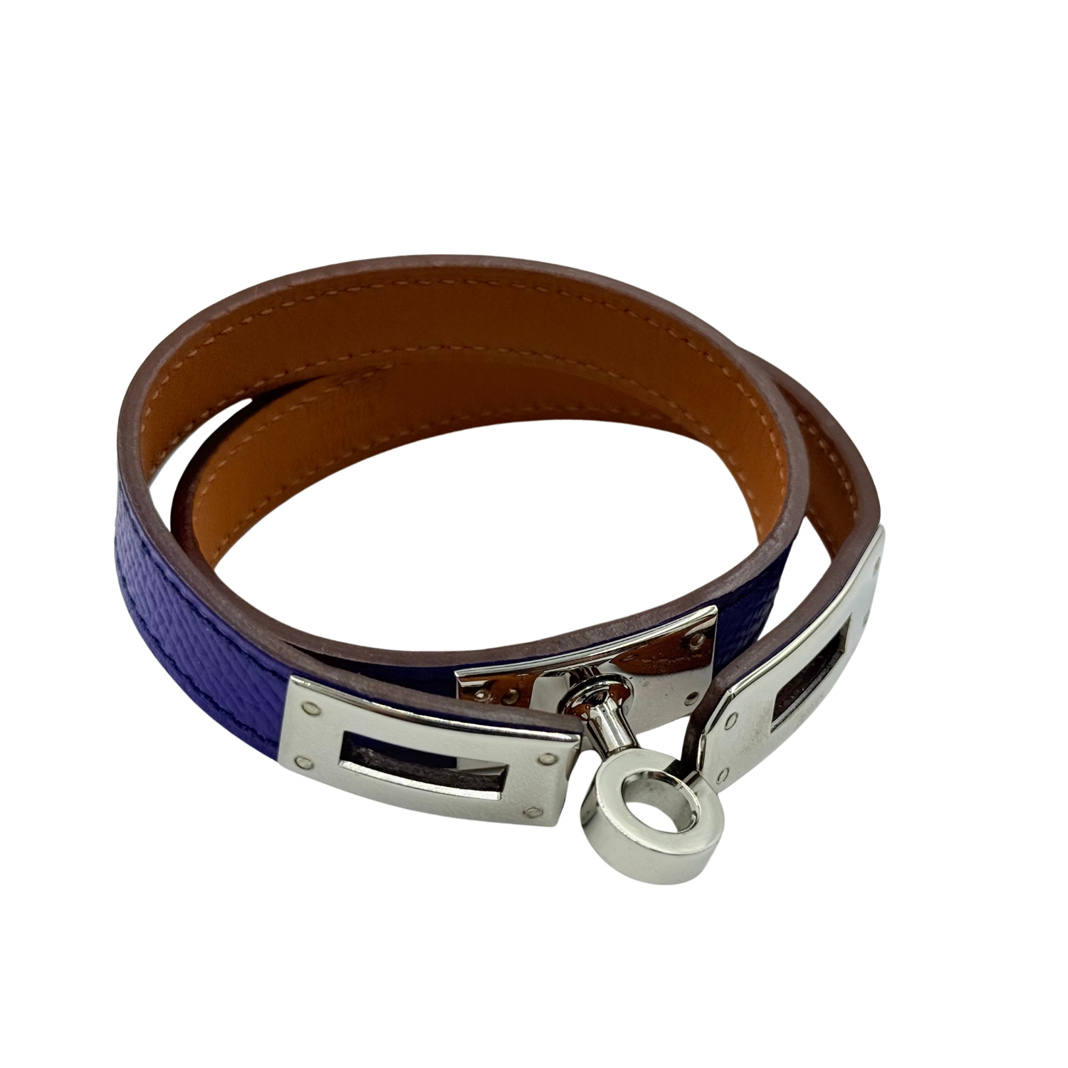 Hermès Small Kelly Double Tour Leather Wrap Bracelet Purple