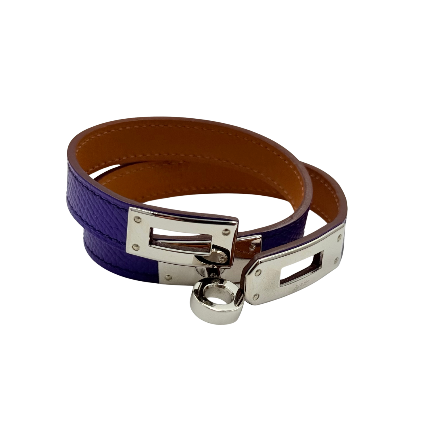 Hermès Small Kelly Double Tour Leather Wrap Bracelet Purple