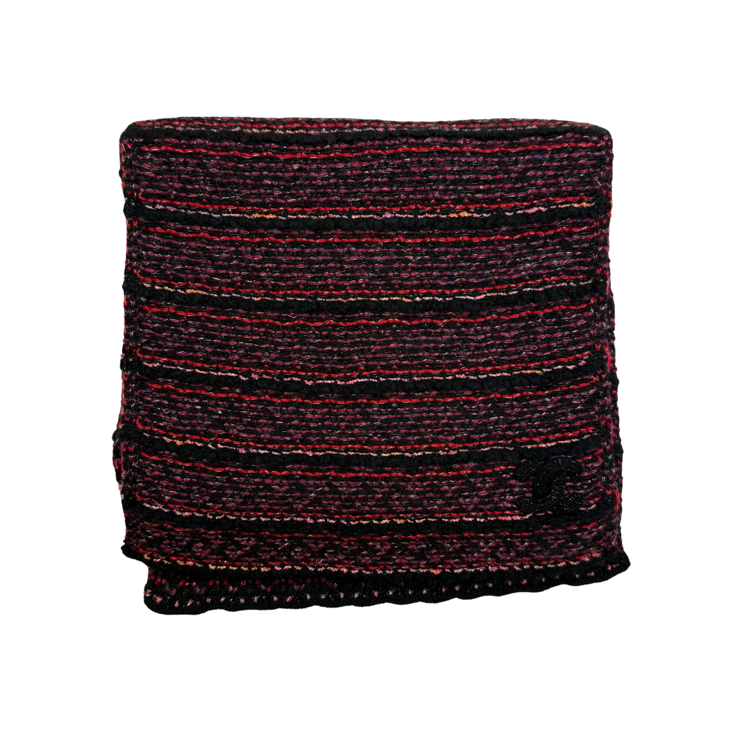 Chanel Long CC Tweed Scarf Burgundy