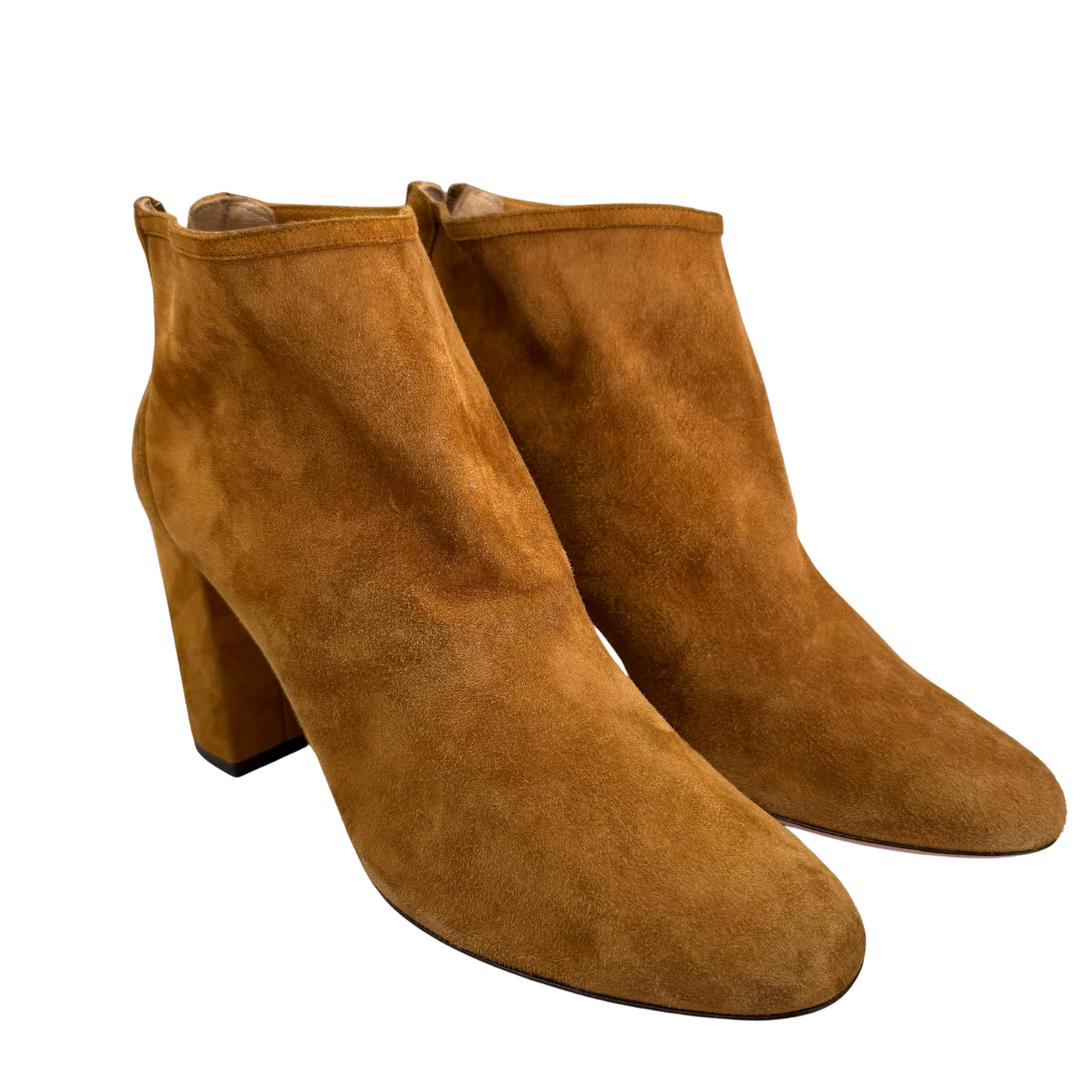 Aquazzura Suede Ankle Booties Tan