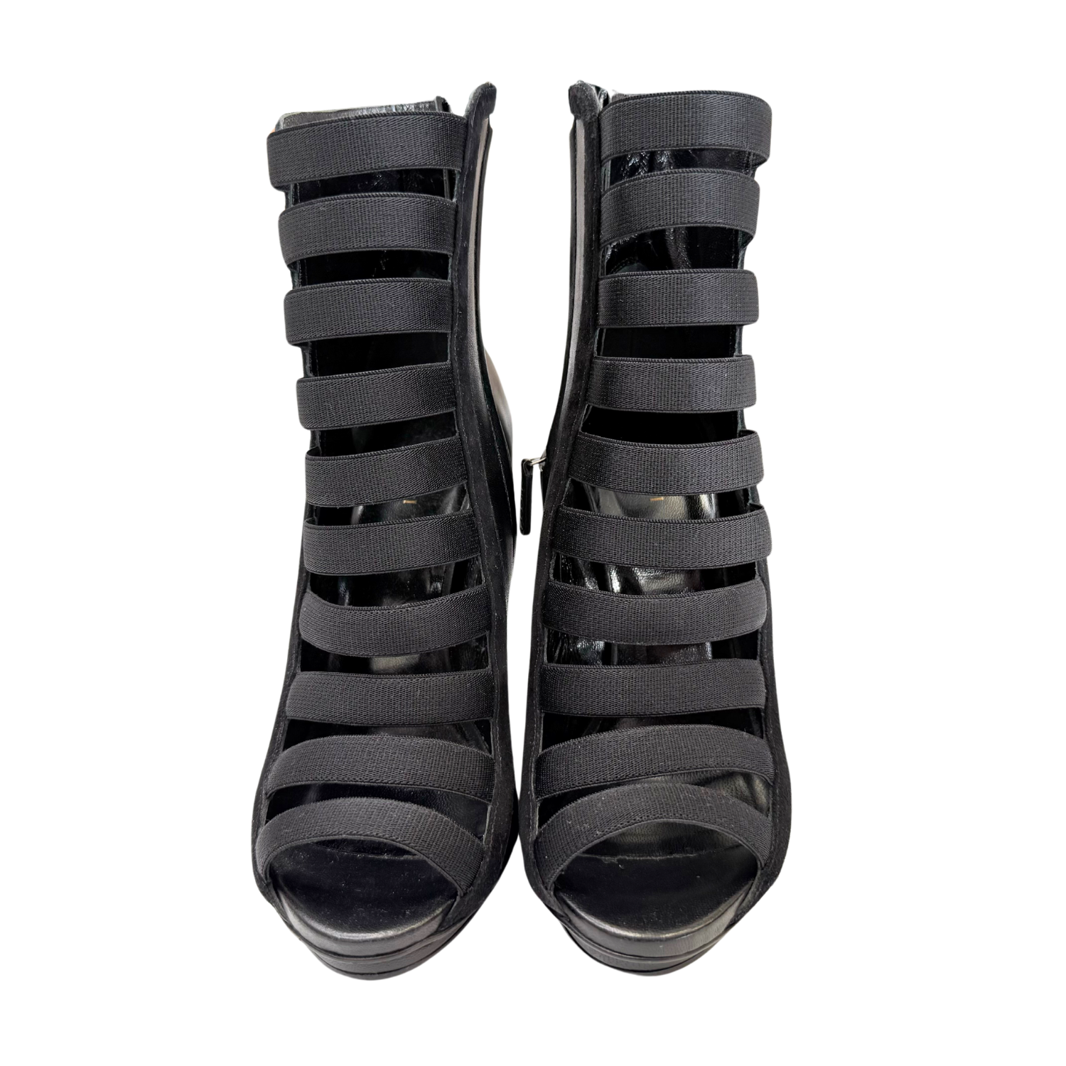 Gucci Nappa Kid Scamosciato Elastic Olimpia Open Toe Booties Black