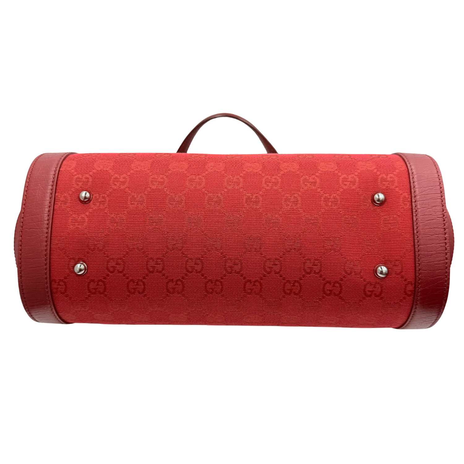 Gucci GG Monogram Medium Bamboo Bullet Satchel Red
