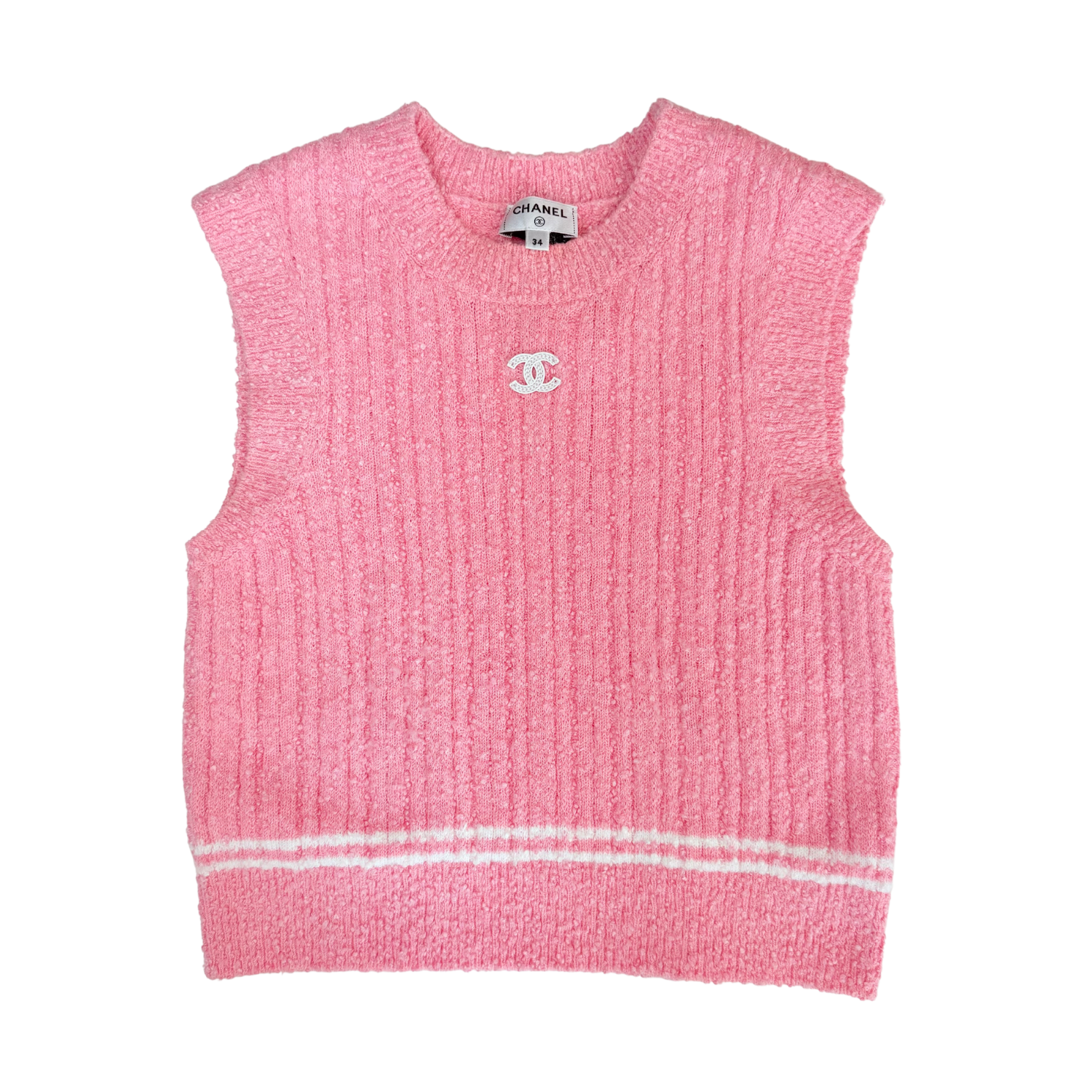 Chanel Crew Neck Crop Top Pink