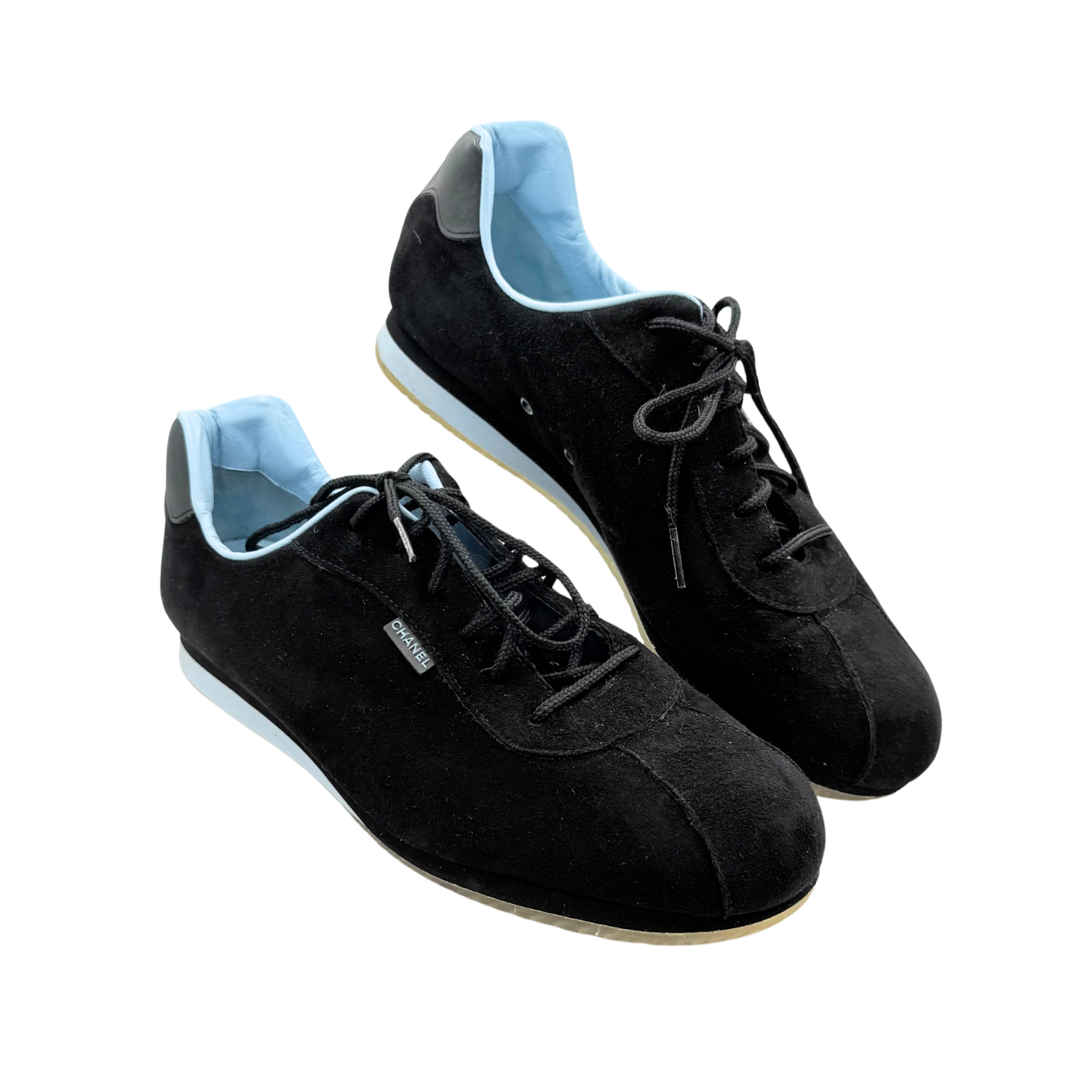 Chanel CC Suede Low Top Sneakers Black