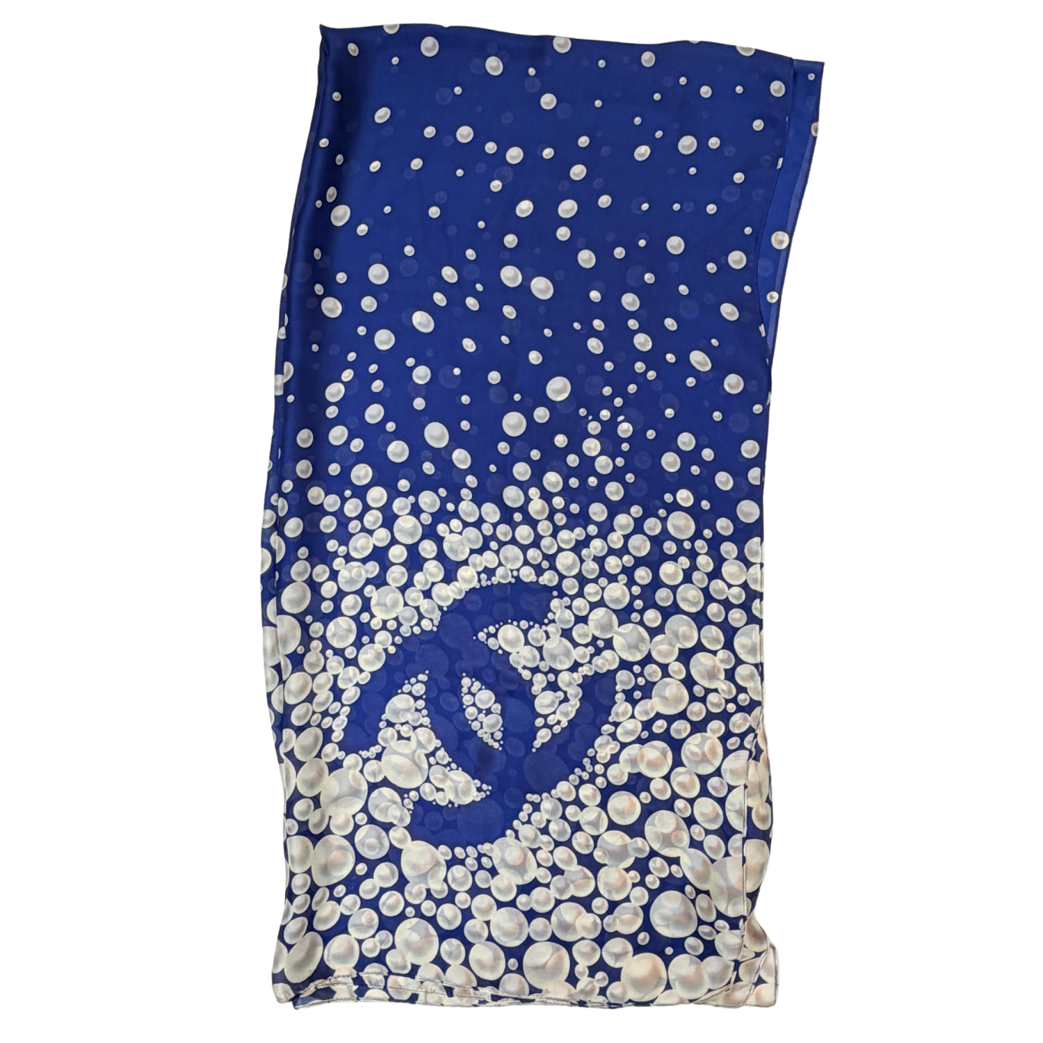 Chanel CC Pearl Scarf Blue and White
