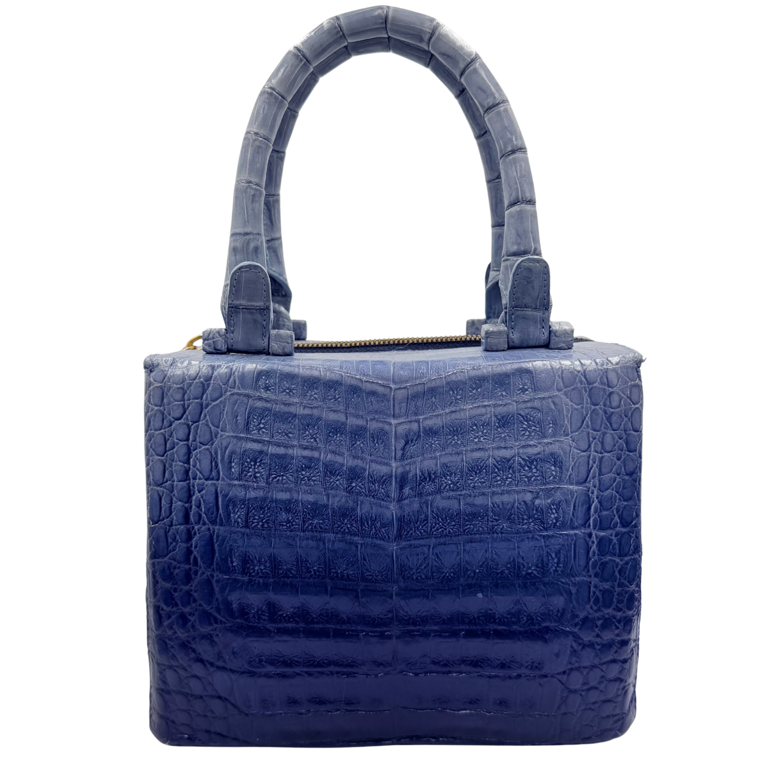 Gradient Crocodile Leather Bag Blue