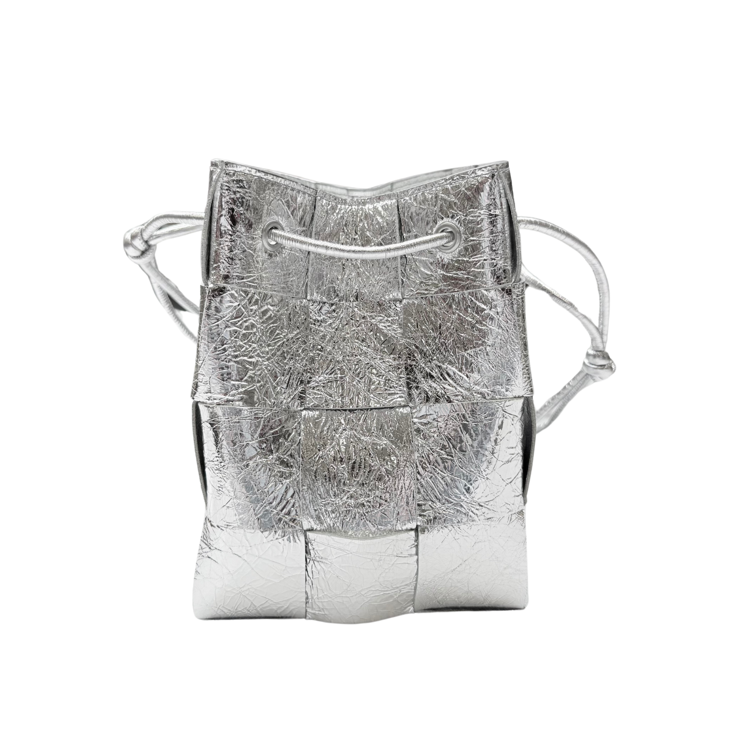 Bottega Veneta Small Cassette Bucket Bag Metallic Silver