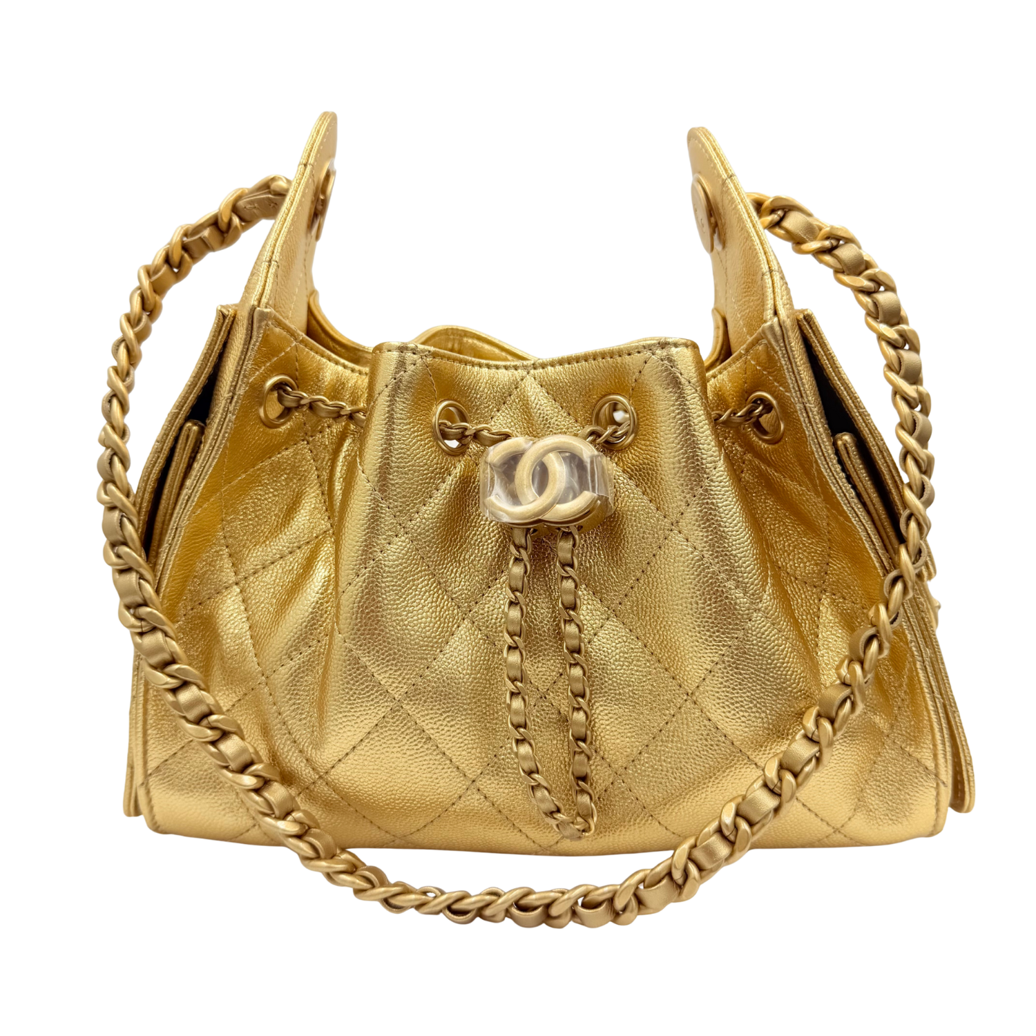 Chanel Mini Quilted Caviar Leather Chanel 25 Handbag Gold