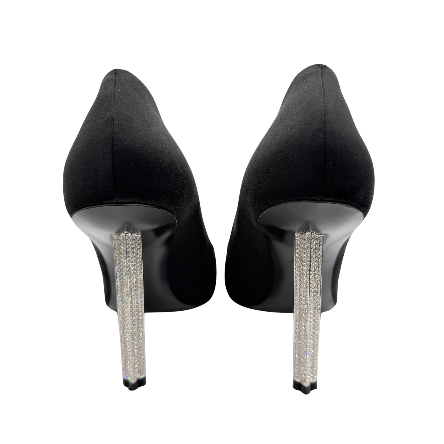 Louis Vuitton Satin Pumps with Crystal Studded Heel Black