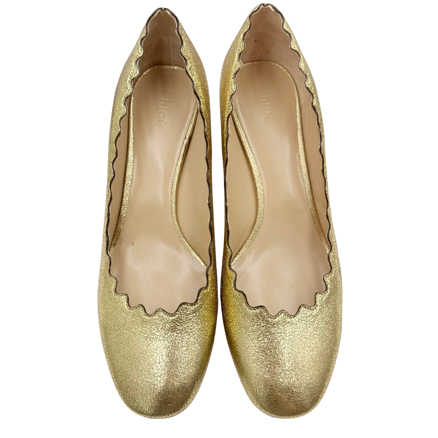 Chloé Leather Scalloped Accent Pumps