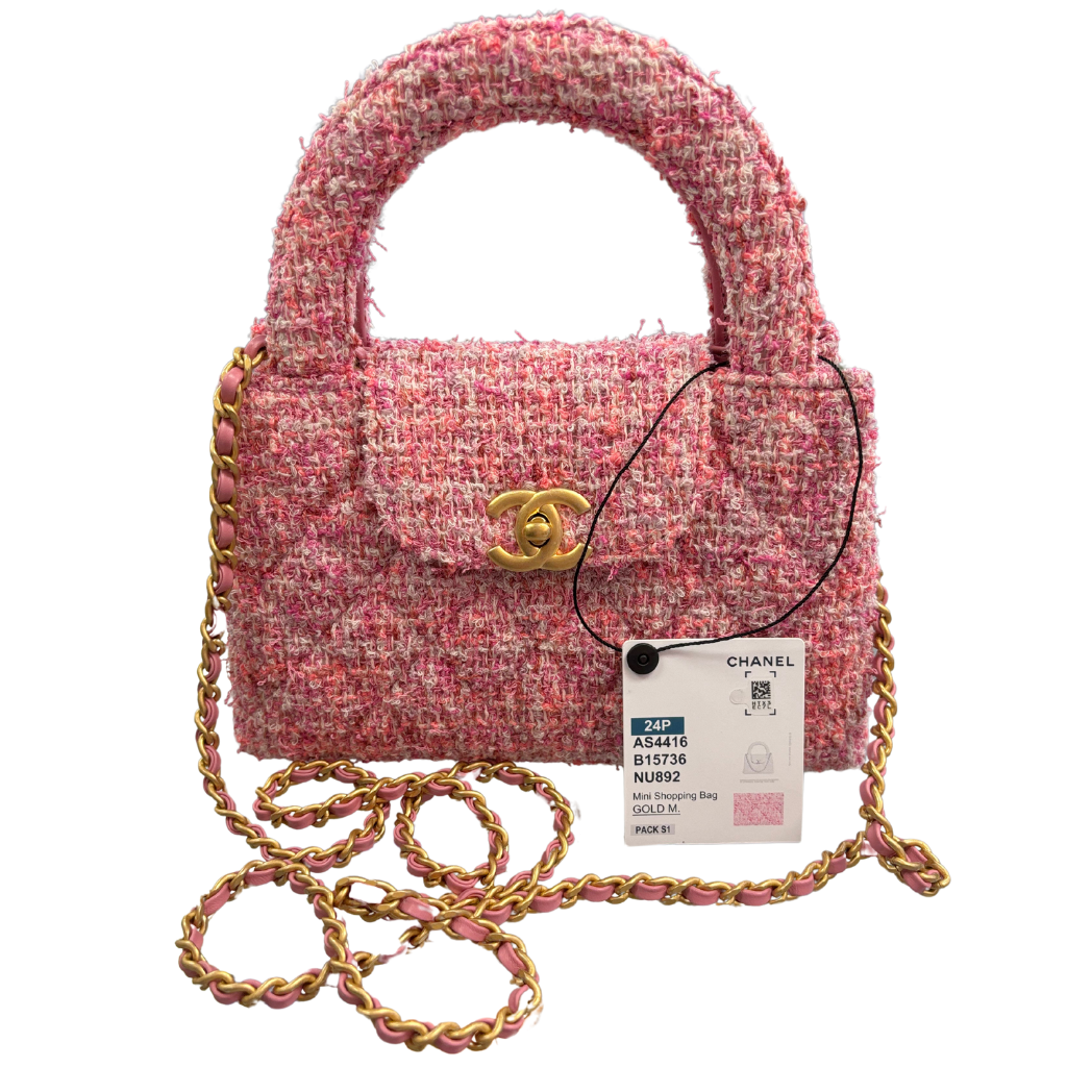 Chanel Tweed Nano Shopper Pink