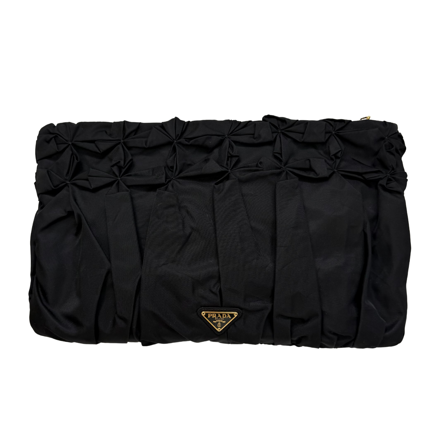 Prada Tessuto Pleated Pochette Clutch Black
