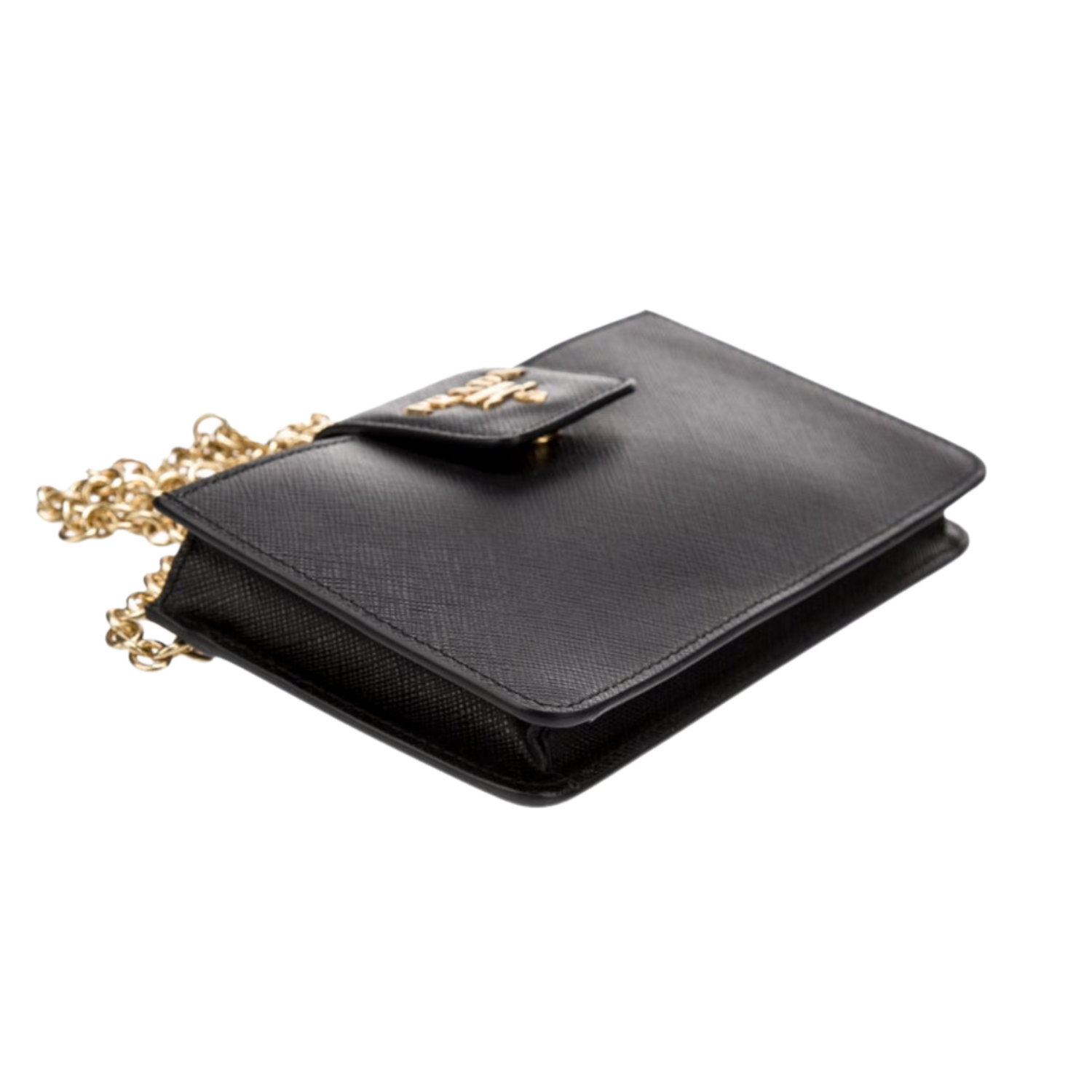Prada Small Saffiano Metal Phone Wristlet Black
