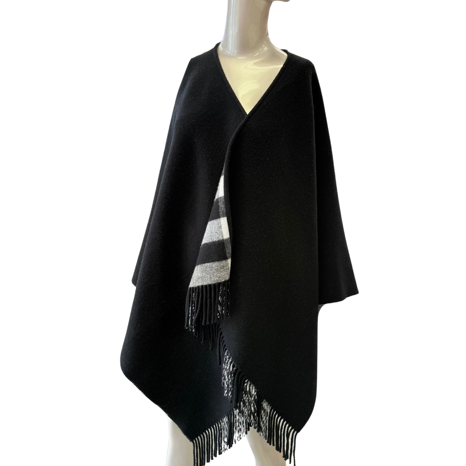 Burberry Reversible Plaid Wool Cape