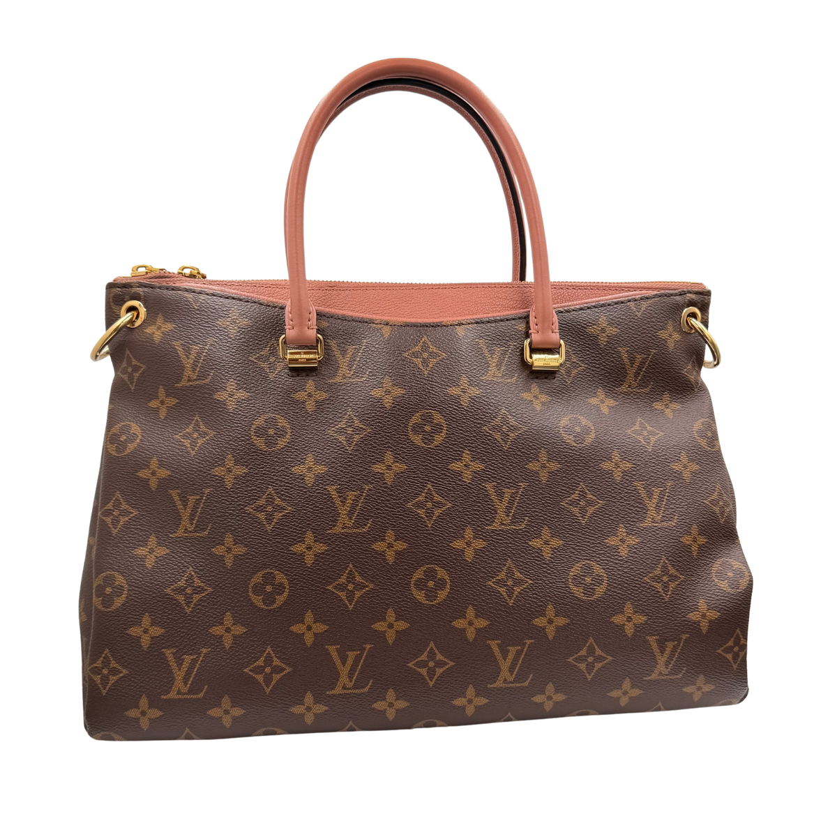 Louis Vuitton Pallas MM brown Monogram bag, opposite broad exterior view