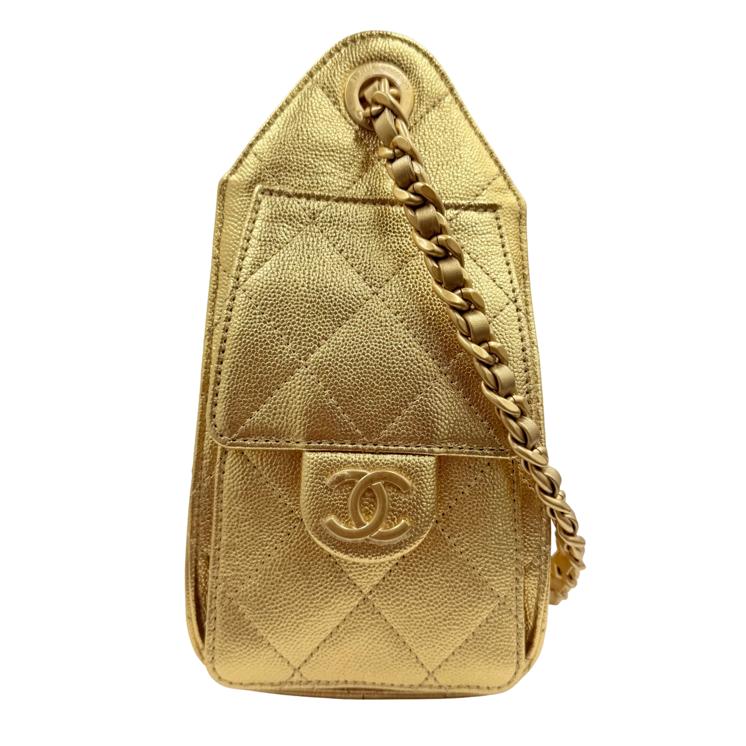 Chanel Mini Quilted Caviar Leather Chanel 25 Handbag Gold