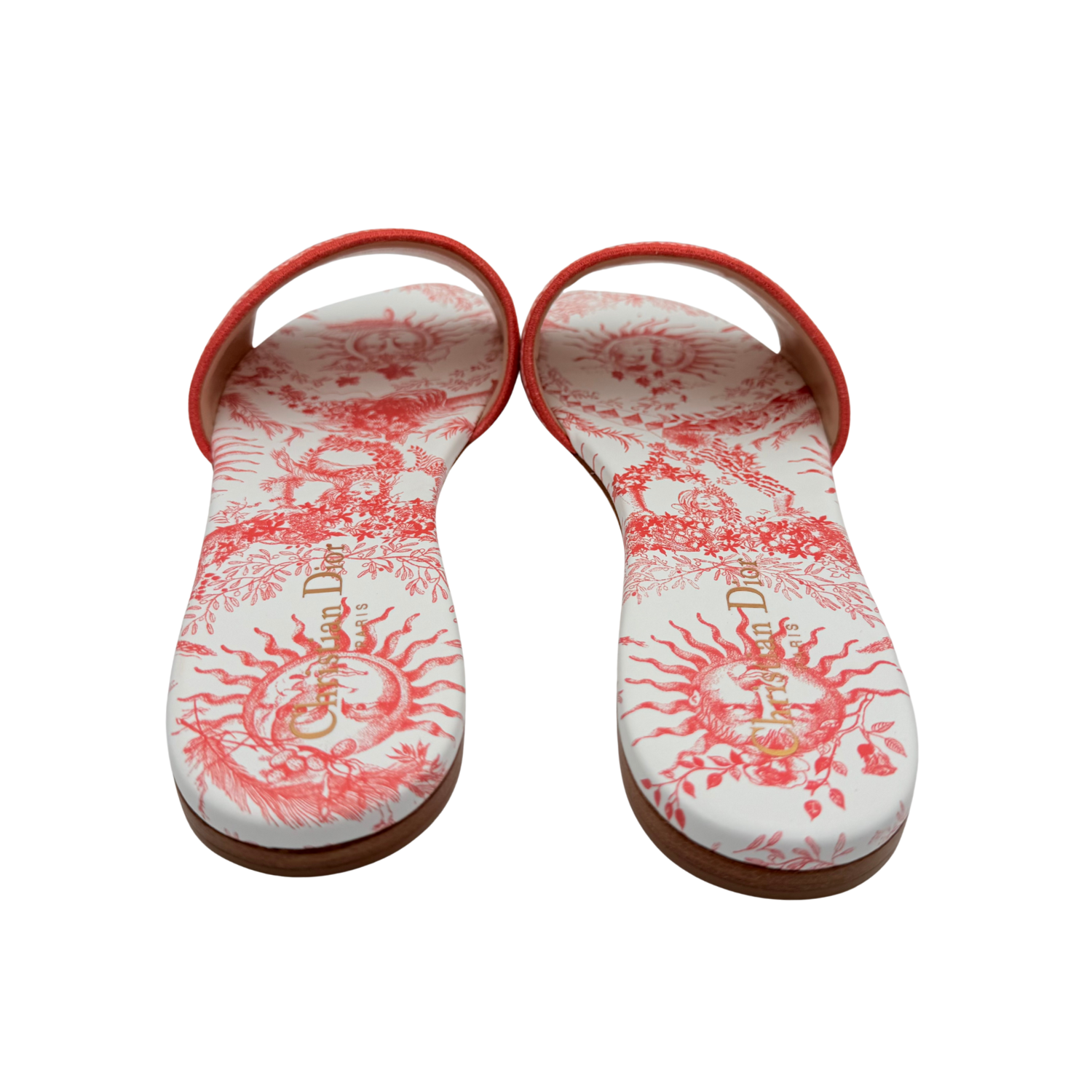 Christian Dior Canvas Dway Printed Slides Coral