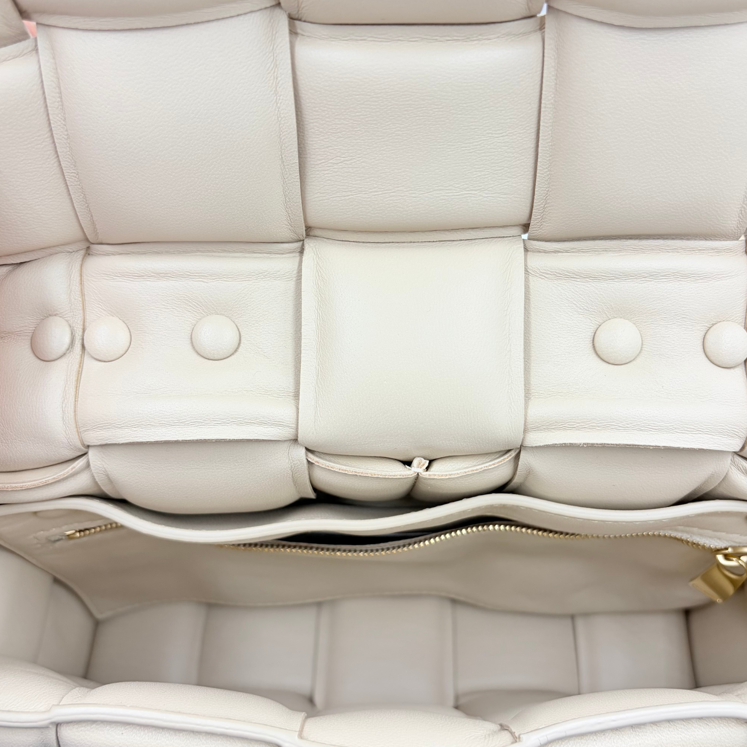 Bottega Veneta Intrecciato Chain Padded Cassette Beige