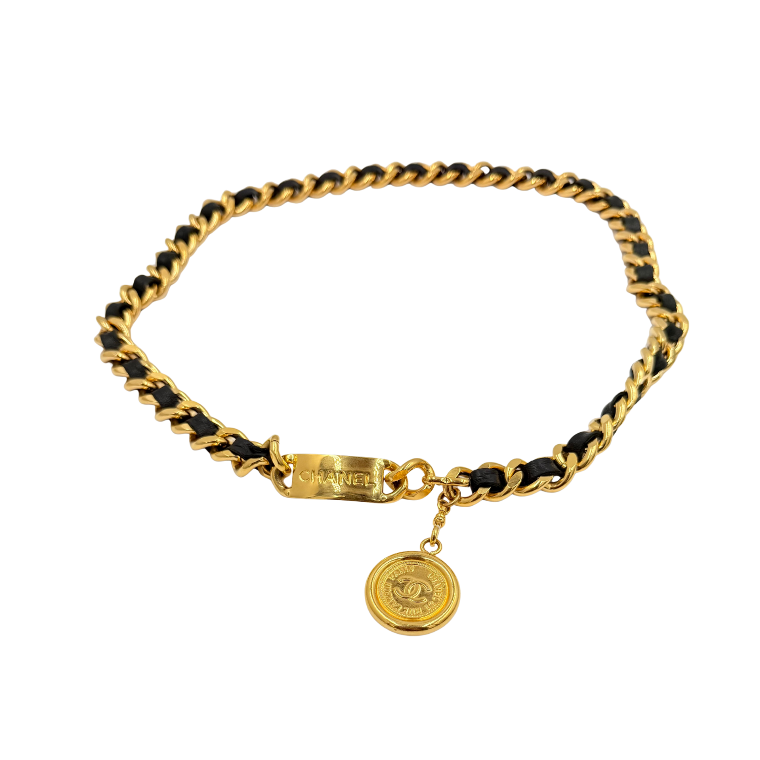 Chanel Vintage 1994 Interlocking CC Belt/Necklace Black and Gold