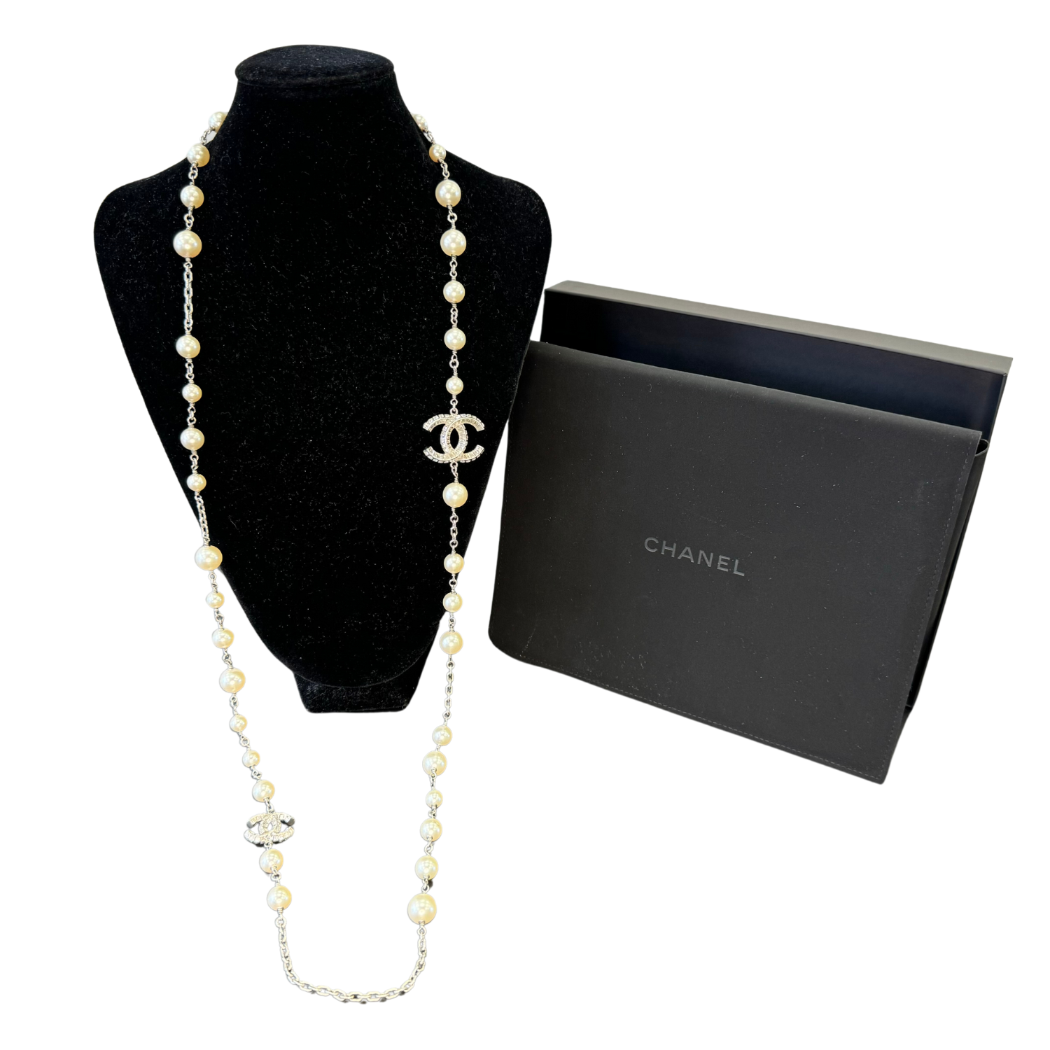 Chanel Crystal Pearl Long Necklace