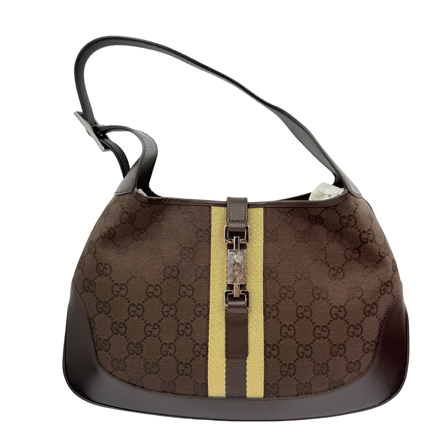 Gucci Monogram Medium Jackie O Hobo Dark Brown