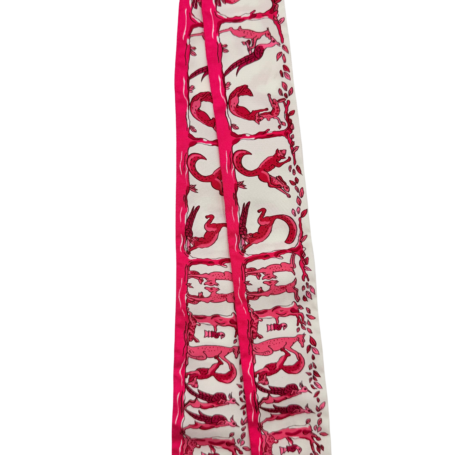 Red and White Silk Alphabet Twilly Scarf