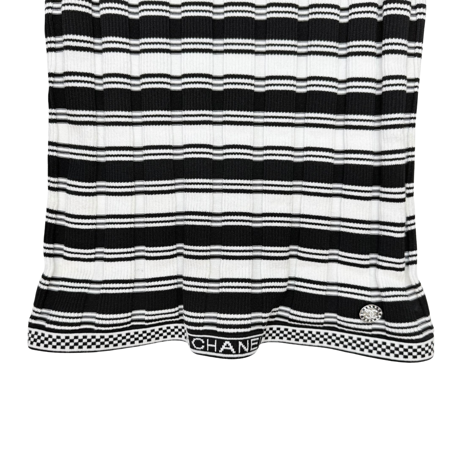 Chanel Striped Ribbed Short Sleeve T-Shirt