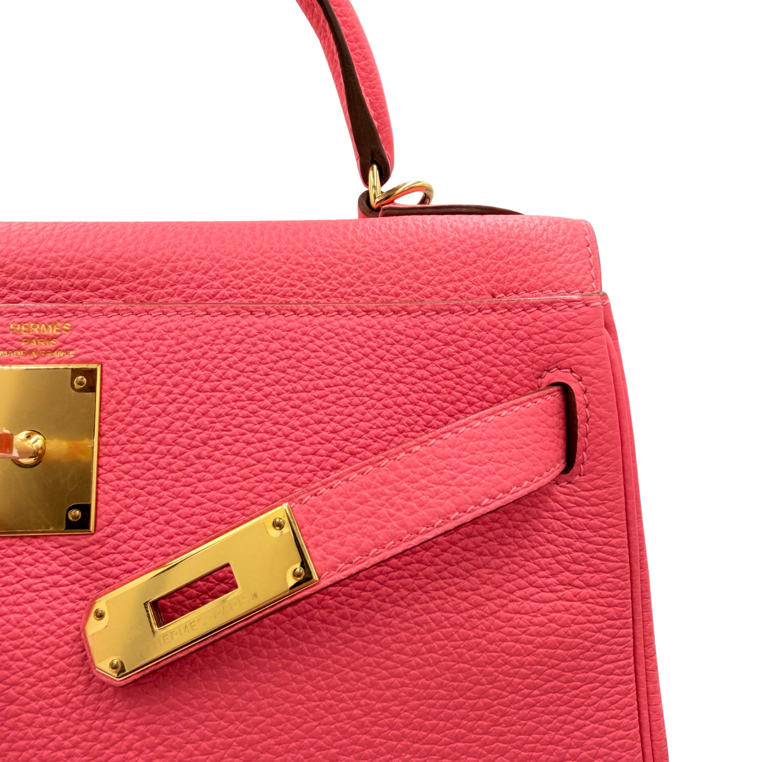 Kelly 28 Togo Pink Lipstick Gold Hardware